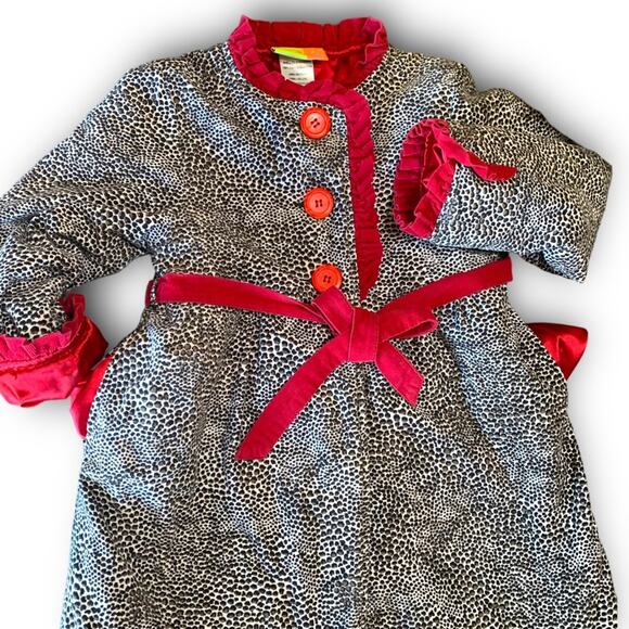 Size 5 Girls Jacket Animal Print Leopard Coat Penelope Mack red black white - Picture 14 of 14